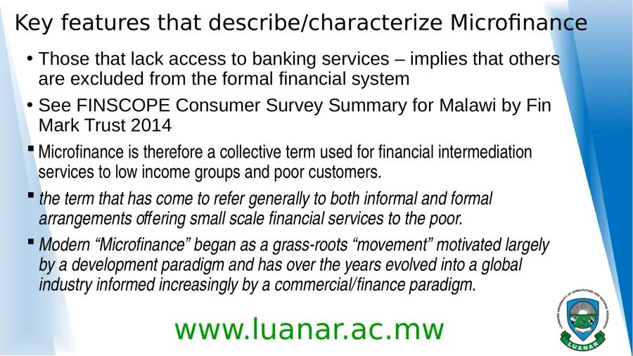 Introduction Microfinance - the concept of microfi, page 7