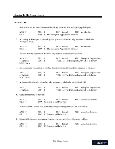 Test Bank For Biological Psychology, 11th Edition - Page 13 preview image