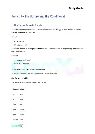 French I - The Future and the Conditional - Page 1 preview image