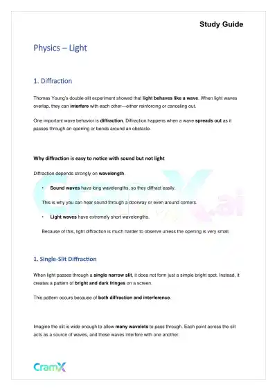 Physics – Light - Page 1 preview image
