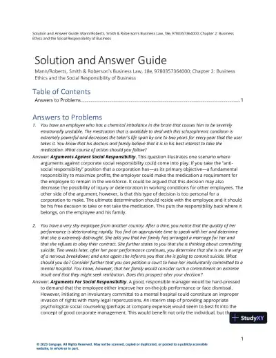 Solution Manual for Smith and Roberson's Business Law, 18th Edition - Page 1 preview image