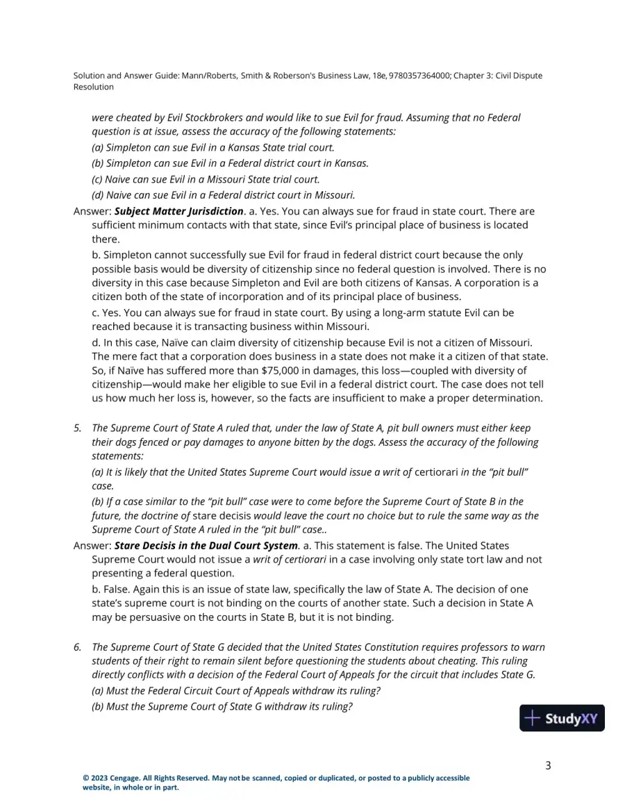 Solution Manual for Smith and Roberson's Business Law, 18th Edition, page 10