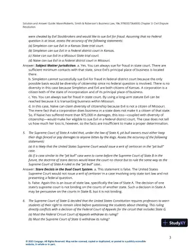 Solution Manual for Smith and Roberson's Business Law, 18th Edition - Page 10 preview image