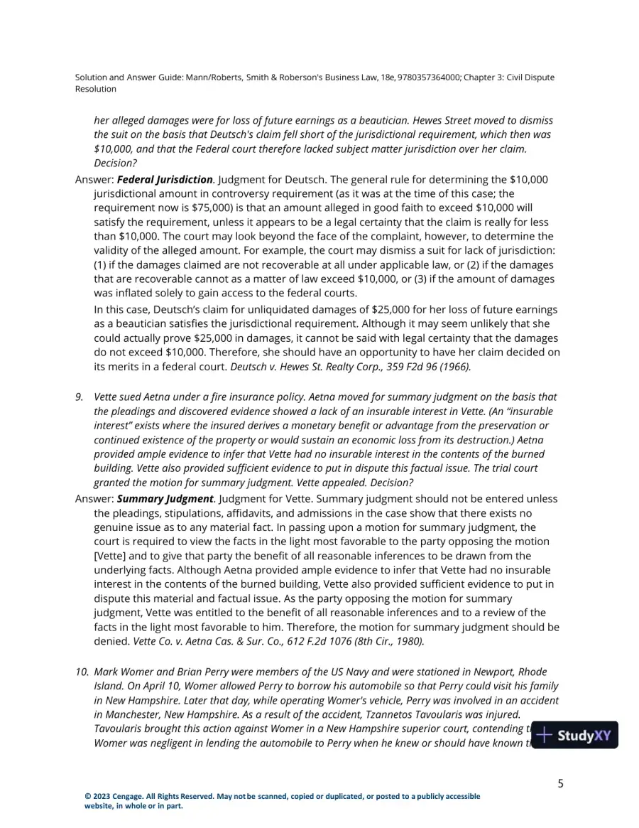 Solution Manual for Smith and Roberson's Business Law, 18th Edition, page 12