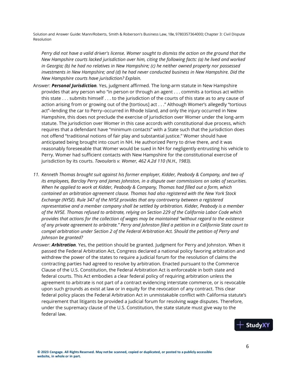 Solution Manual for Smith and Roberson's Business Law, 18th Edition, page 13