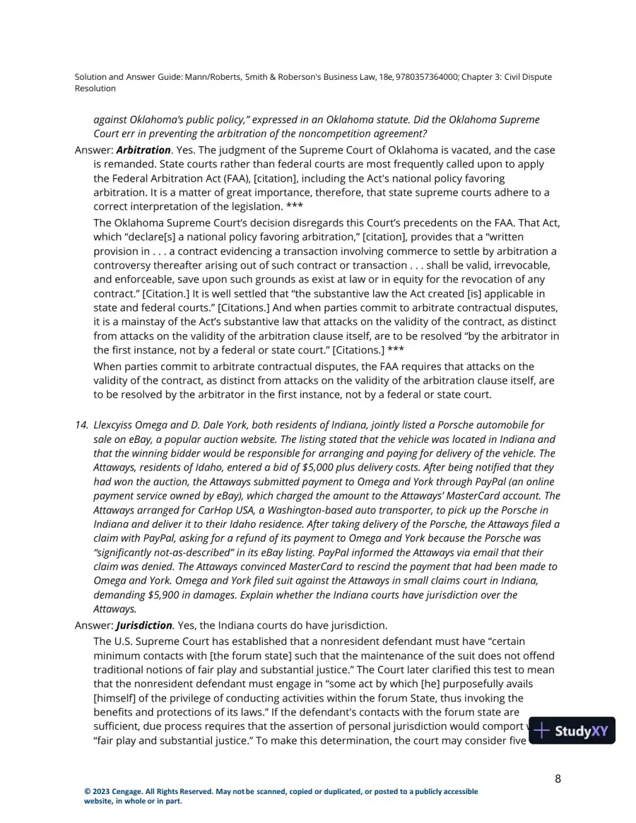 Solution Manual for Smith and Roberson's Business Law, 18th Edition, page 15