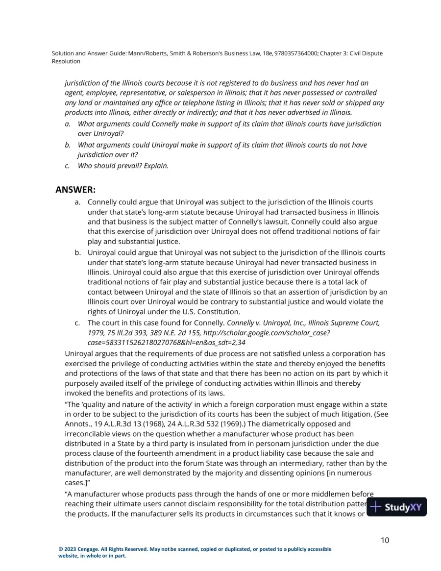 Solution Manual for Smith and Roberson's Business Law, 18th Edition, page 17