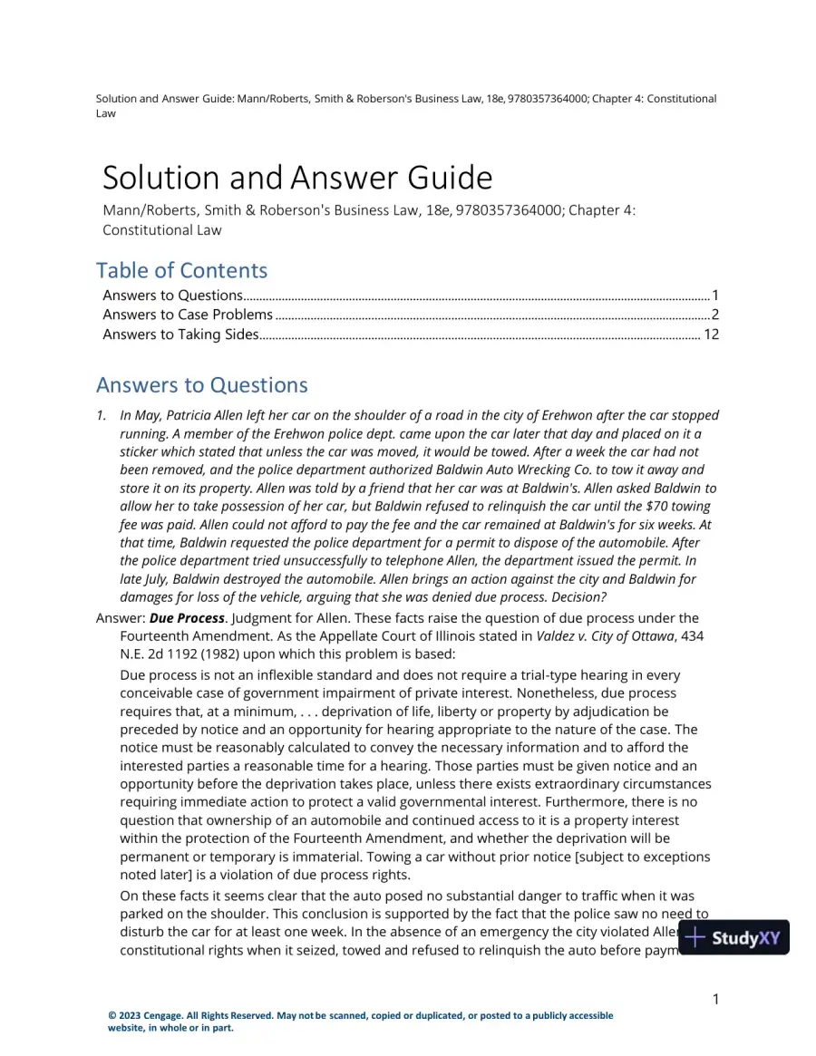 Solution Manual for Smith and Roberson's Business Law, 18th Edition, page 19