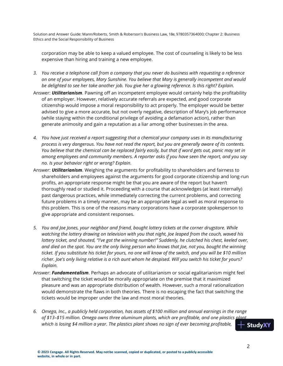 Solution Manual for Smith and Roberson's Business Law, 18th Edition, page 3