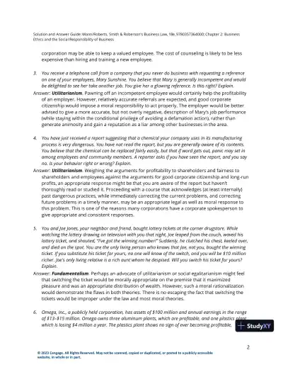 Solution Manual for Smith and Roberson's Business Law, 18th Edition - Page 3 preview image