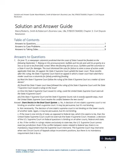 Solution Manual for Smith and Roberson's Business Law, 18th Edition - Page 8 preview image