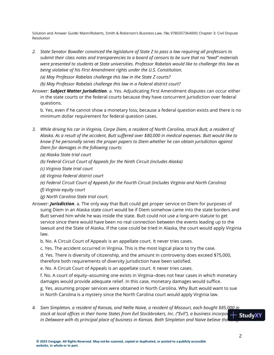 Solution Manual for Smith and Roberson's Business Law, 18th Edition, page 9