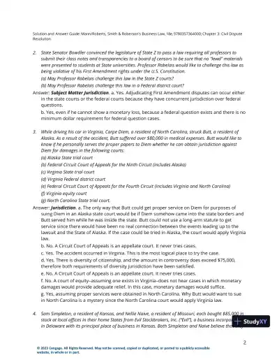 Solution Manual for Smith and Roberson's Business Law, 18th Edition - Page 9 preview image