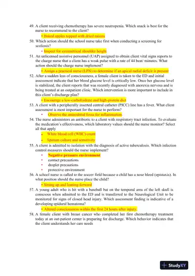 2023-2024 HESI RN Healthcare Exit Exam V1-V7 With Answers (893 Solved Questions) - Page 10 preview image