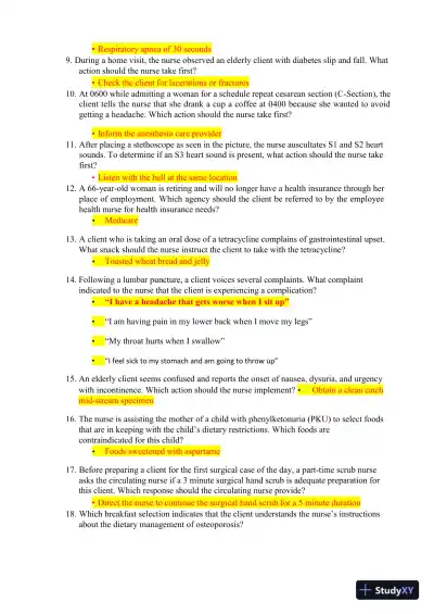 2023-2024 HESI RN Healthcare Exit Exam V1-V7 With Answers (893 Solved Questions) - Page 3 preview image