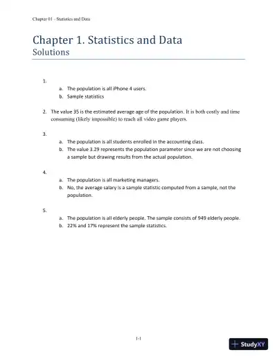 Essentials of Business Statistics: Communicating With Numbers 1st Edition Solution Manual - Page 1 preview image