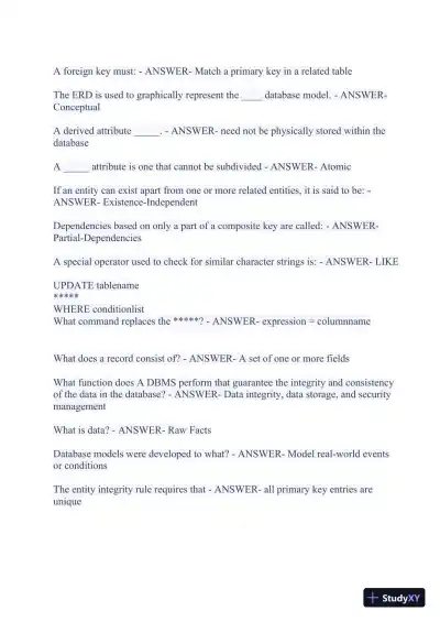 2023-2024 WGU C175/D426 Data Management Foundations OA Exam with Answers (531 Solved Questions) - Page 12 preview image