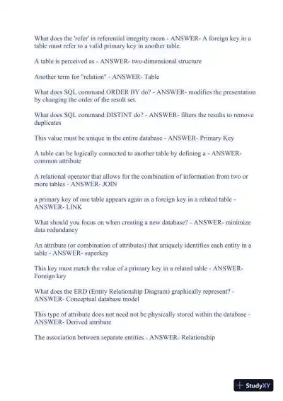 2023-2024 WGU C175/D426 Data Management Foundations OA Exam with Answers (531 Solved Questions) - Page 13 preview image