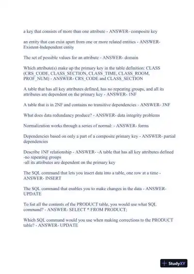 2023-2024 WGU C175/D426 Data Management Foundations OA Exam with Answers (531 Solved Questions) - Page 14 preview image