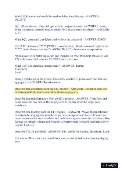 2023-2024 WGU C175/D426 Data Management Foundations OA Exam with Answers (531 Solved Questions) - Page 15 preview image