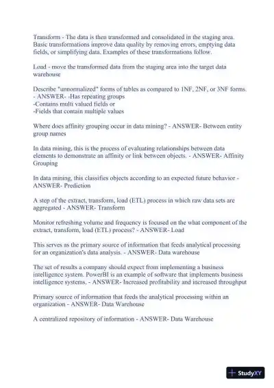 2023-2024 WGU C175/D426 Data Management Foundations OA Exam with Answers (531 Solved Questions) - Page 16 preview image