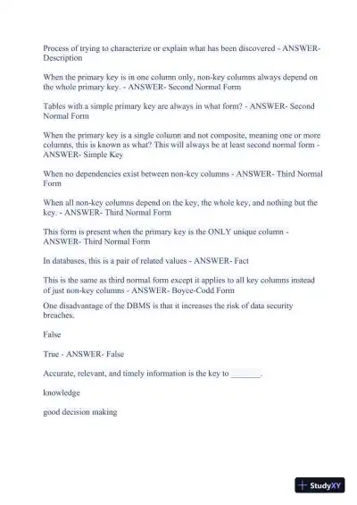 2023-2024 WGU C175/D426 Data Management Foundations OA Exam with Answers (531 Solved Questions) - Page 19 preview image