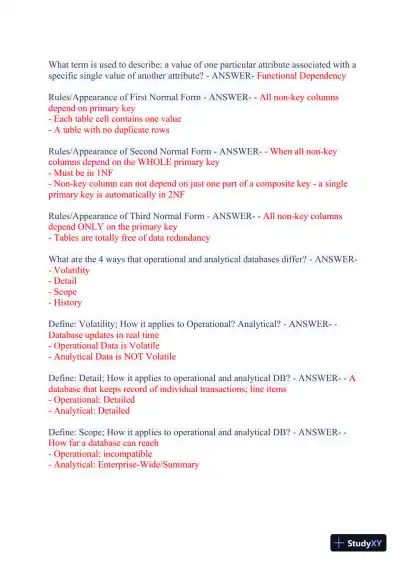 2023-2024 WGU C175/D426 Data Management Foundations OA Exam with Answers (531 Solved Questions) - Page 5 preview image