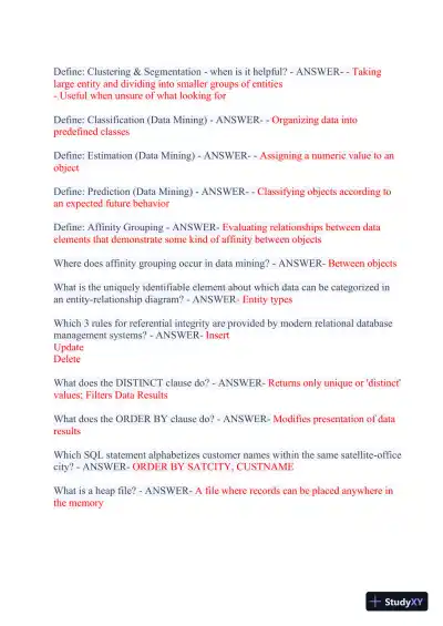 2023-2024 WGU C175/D426 Data Management Foundations OA Exam with Answers (531 Solved Questions) - Page 7 preview image