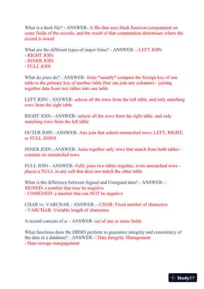 2023-2024 WGU C175/D426 Data Management Foundations OA Exam with Answers (531 Solved Questions) - Page 8 preview image