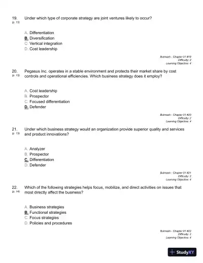 Strategic Planning for Human Resources, First Edition Test Bank - Page 12 preview image
