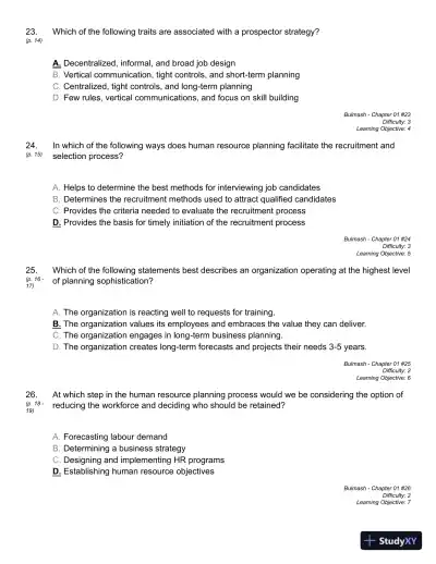 Strategic Planning for Human Resources, First Edition Test Bank - Page 13 preview image