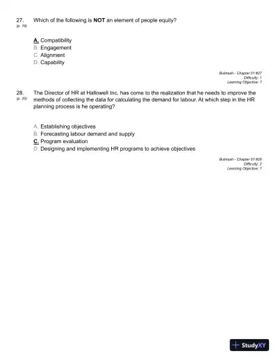 Strategic Planning for Human Resources, First Edition Test Bank - Page 14 preview image