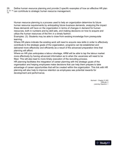 Strategic Planning for Human Resources, First Edition Test Bank - Page 15 preview image