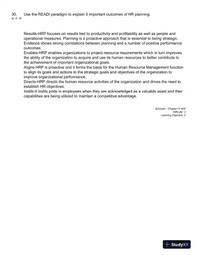 Strategic Planning for Human Resources, First Edition Test Bank - Page 16 preview image