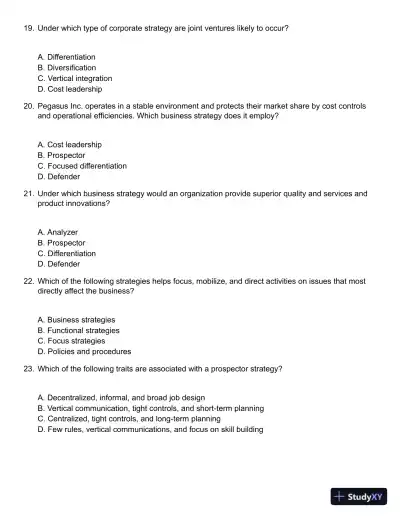 Strategic Planning for Human Resources, First Edition Test Bank - Page 5 preview image