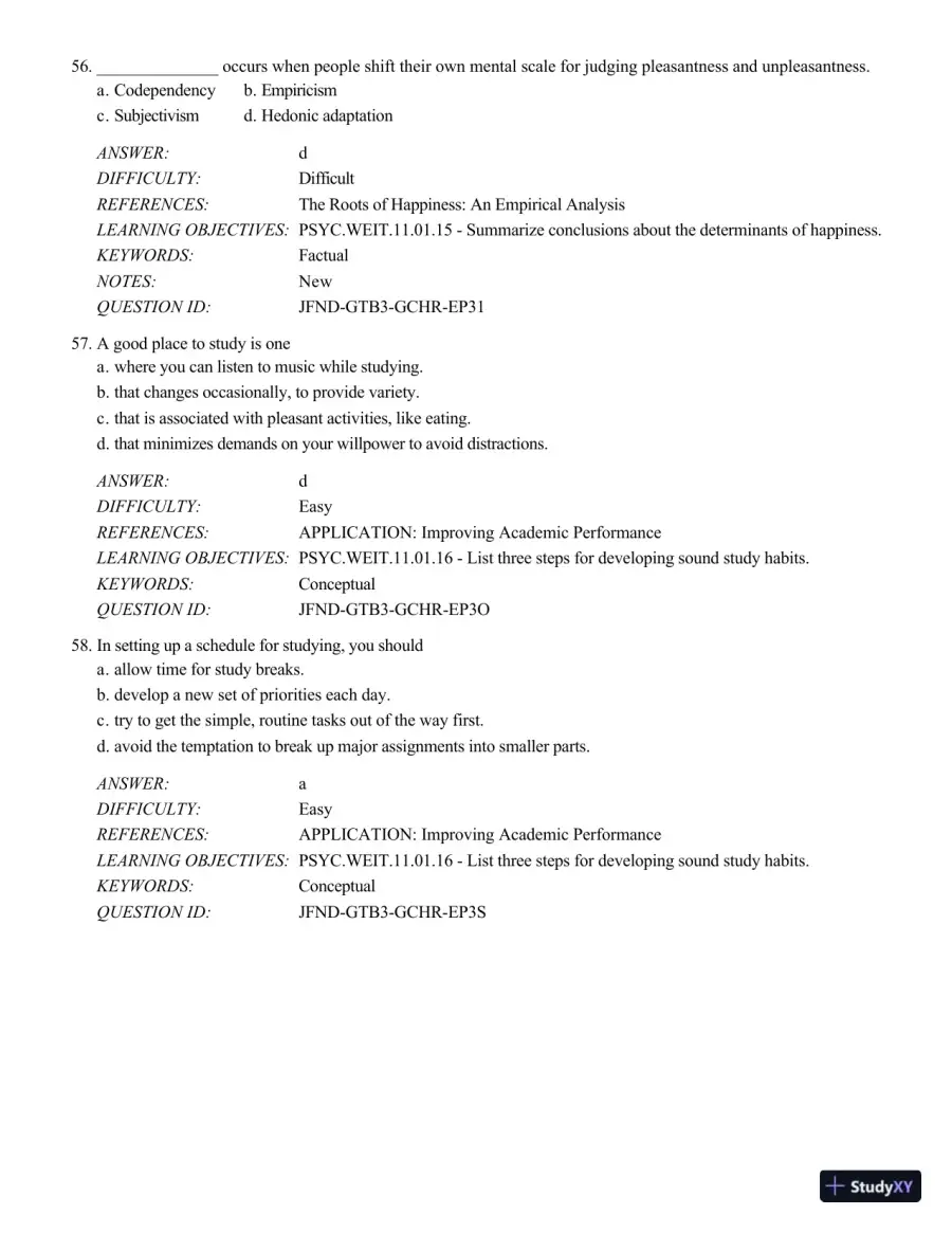 Psychology Applied To Modern Life: Adjustment In The 21st Century , 11th Edition Test Bank, page 20
