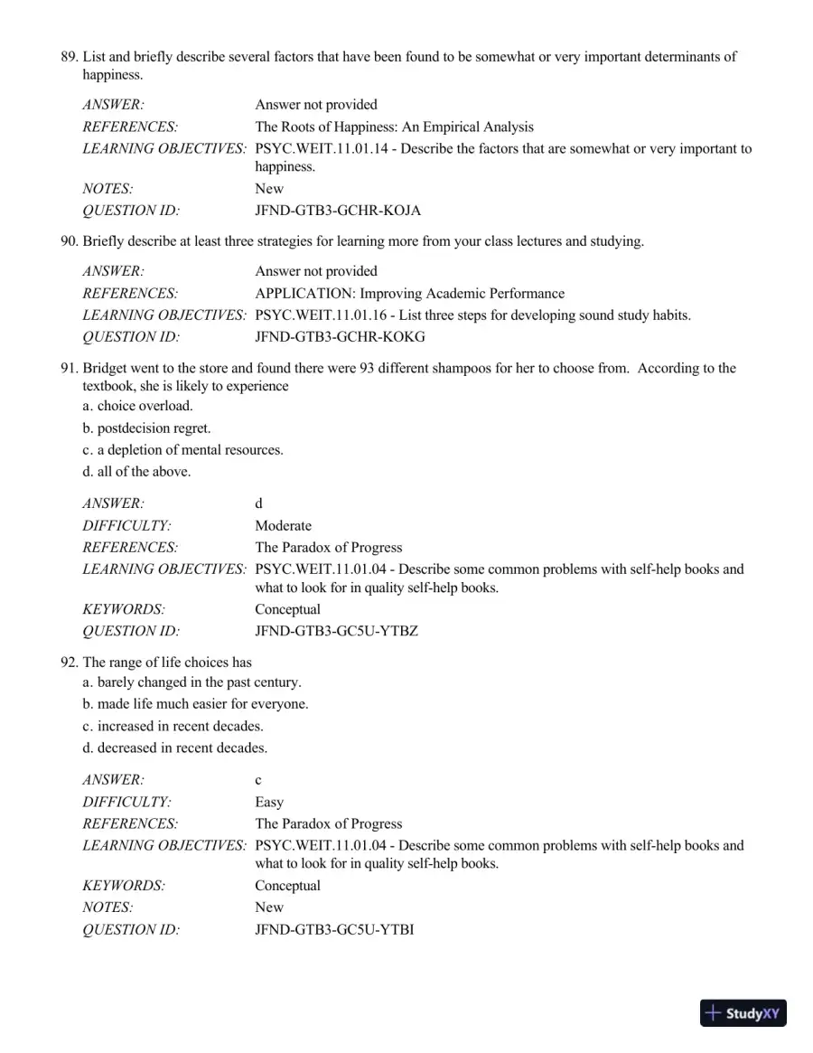 Psychology Applied To Modern Life: Adjustment In The 21st Century , 11th Edition Test Bank, page 29