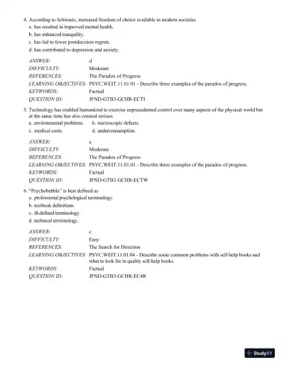 Psychology Applied To Modern Life: Adjustment In The 21st Century , 11th Edition Test Bank - Page 3 preview image