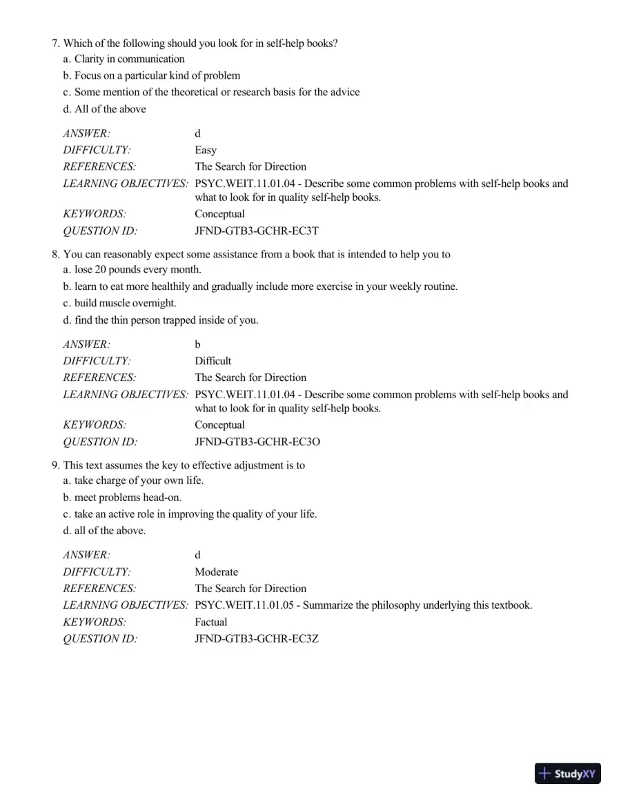 Psychology Applied To Modern Life: Adjustment In The 21st Century , 11th Edition Test Bank, page 4