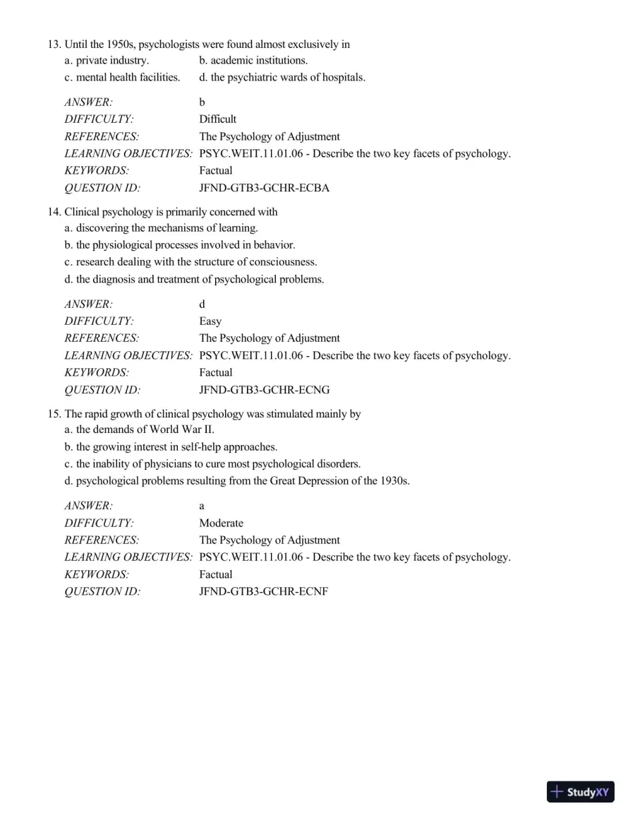 Psychology Applied To Modern Life: Adjustment In The 21st Century , 11th Edition Test Bank, page 6
