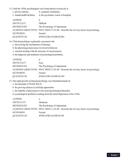 Psychology Applied To Modern Life: Adjustment In The 21st Century , 11th Edition Test Bank - Page 6 preview image