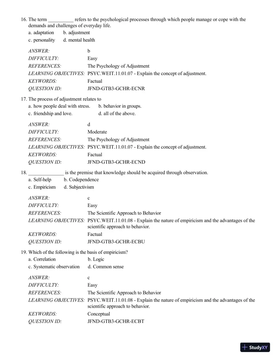 Psychology Applied To Modern Life: Adjustment In The 21st Century , 11th Edition Test Bank, page 7