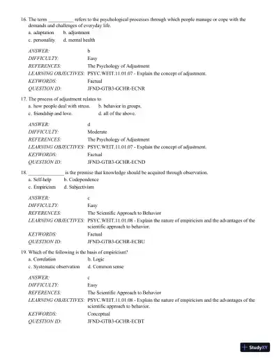 Psychology Applied To Modern Life: Adjustment In The 21st Century , 11th Edition Test Bank - Page 7 preview image