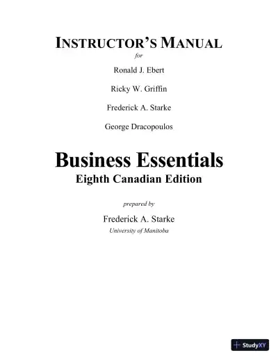 Business Essentials, Eighth Canadian Edition Solution Manual - Page 1 preview image