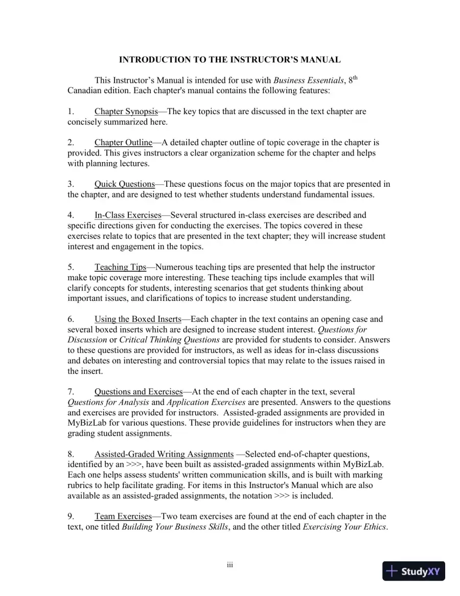 Business Essentials, Eighth Canadian Edition  Solution Manual, page 4