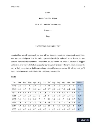 BUS 308: Statistics for Managers - Predictive Sales Report - Page 3 preview image