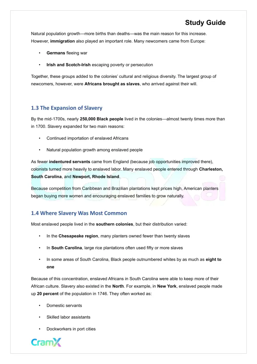 U.S. History I - Eighteenth Century Colonial America, page 2