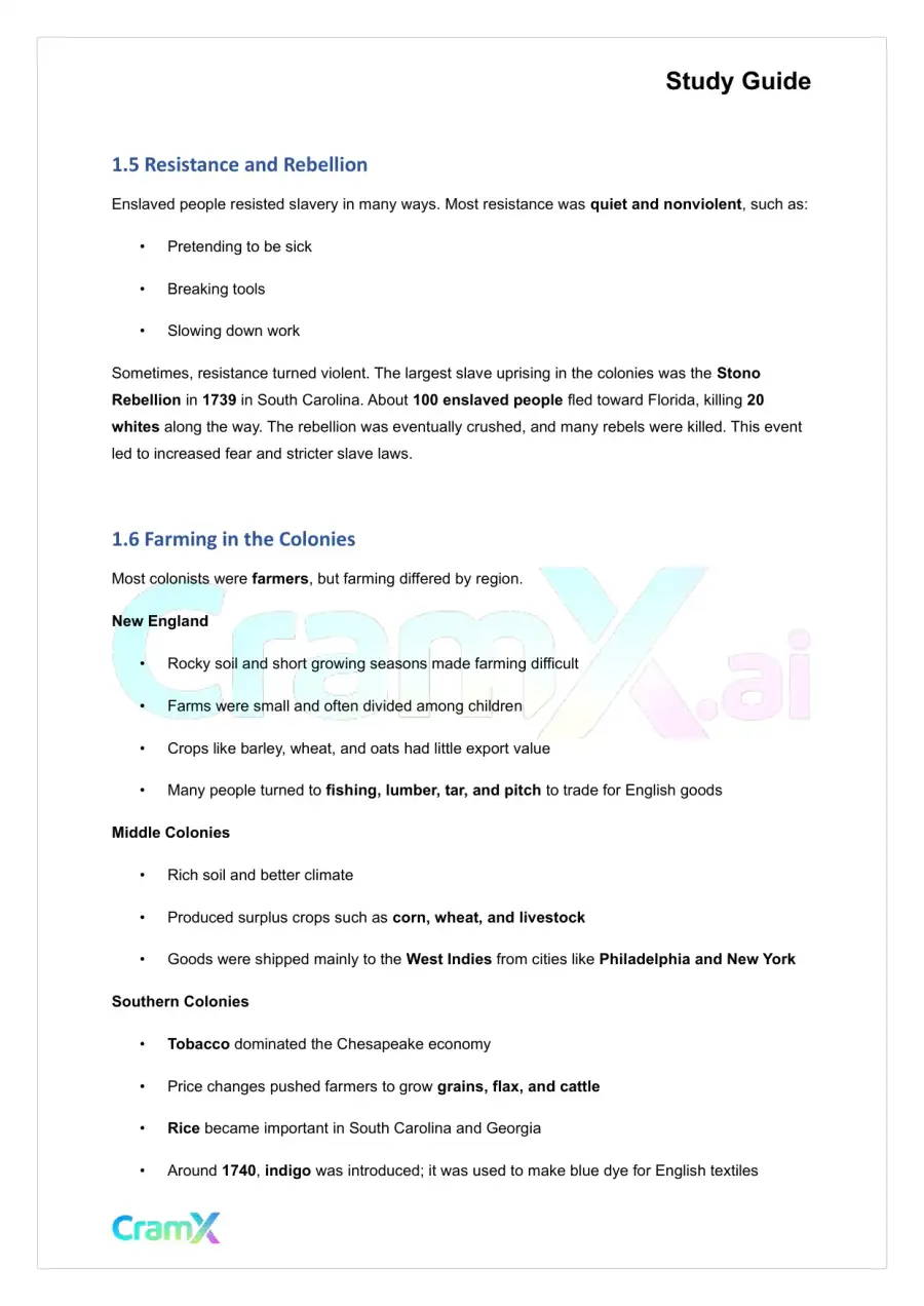 U.S. History I - Eighteenth Century Colonial America, page 3