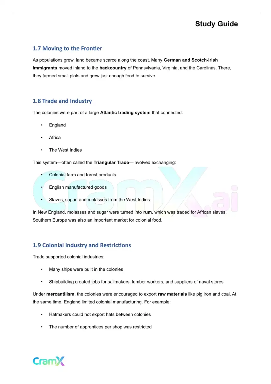 U.S. History I - Eighteenth Century Colonial America, page 4