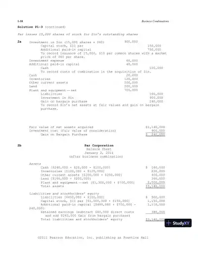 Solution Manual For Advanced Accounting, 11th Edition - Page 11 preview image